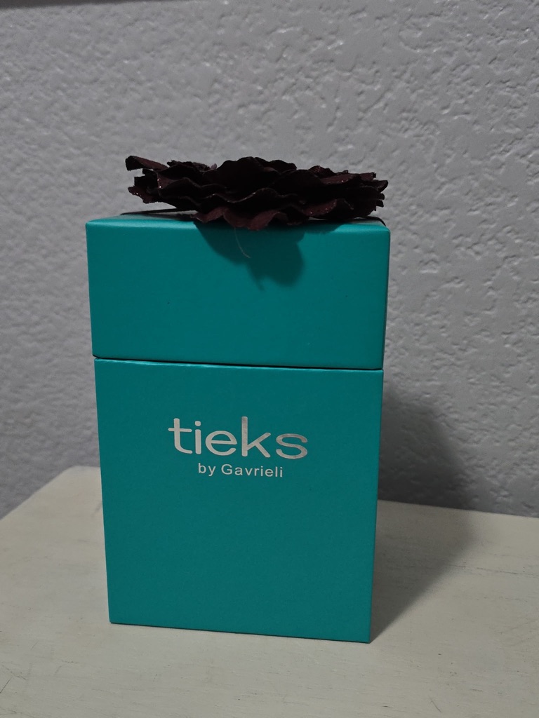 Tieks Teal Presentation Box With Dark Brown Floral Accent